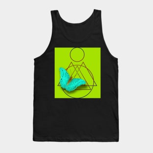 Surreal blue butterfly on vibrant green Tank Top